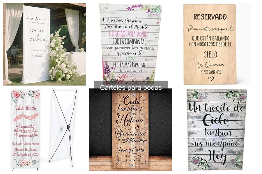Comparativa de carteles de cartón y madera para bodas