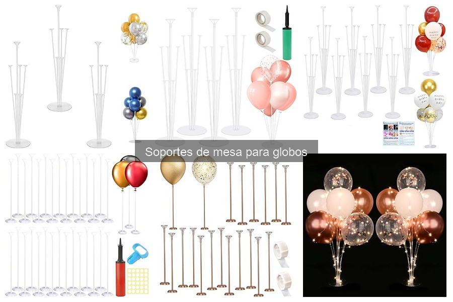Comparativa de materiales en soportes de mesa para globos