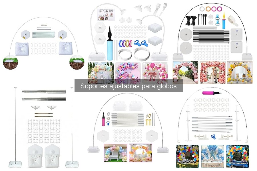 Tipos de soportes ajustables para globos en fiestas